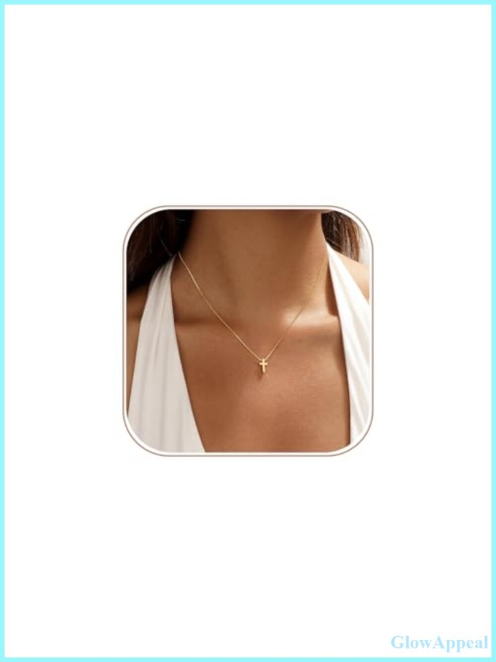 Dainty 14k Gold Plated Cz Cross Necklace Women Adjustable Christian Gift